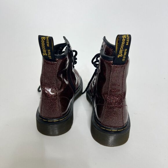Dr. Martens Junior Girls US 3 EU 34 Brown 1460 Coated Glitter Lace Up Boots - Picture 5 of 9